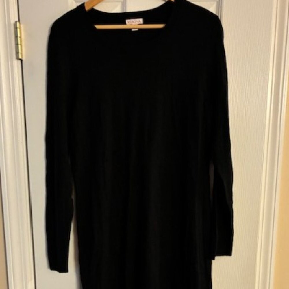 Merona Women's Black Long Sleeve Knit Sweater Dress Size XL Goth Sexy Cozy